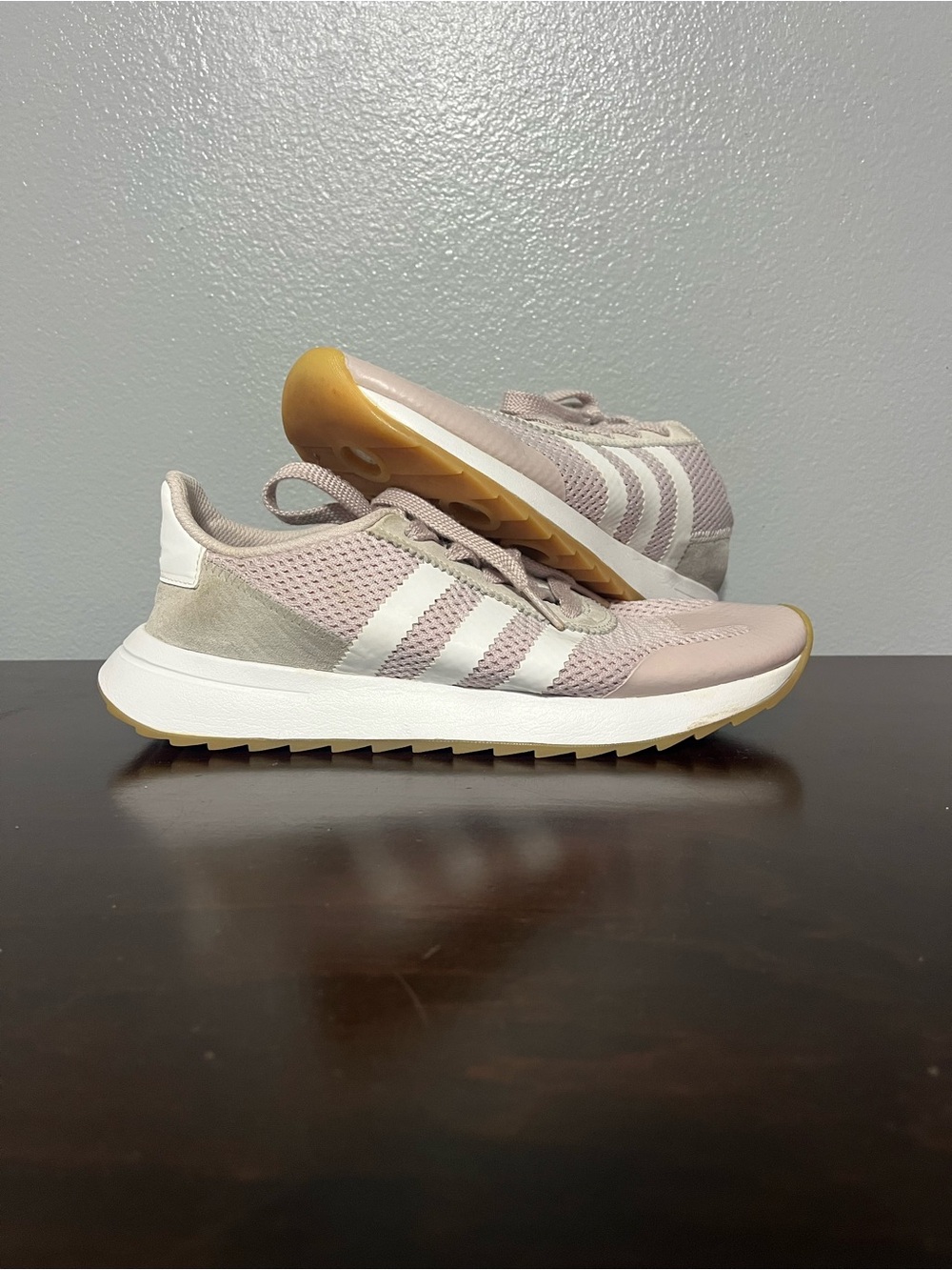 adidas Women's Pink and White Retro Runner Sneakers
